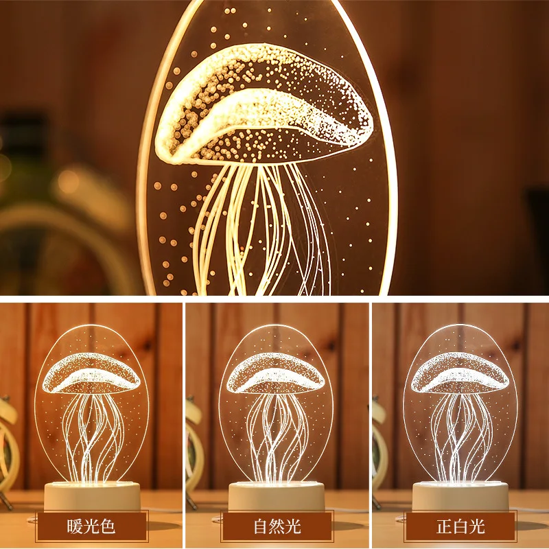 3D светодиодный Настольный светильник Медуза Сова ночной Светильник ABS+ Смола мульти-дизайн лампа для детей спальня подарок Любовь Медведь светильник