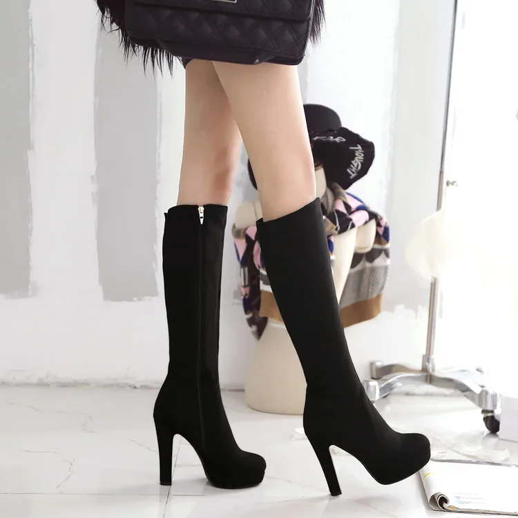 

Plus size plus size side zipper thick heel high-heeled shoes customize big drum female shoes boots high-leg free shipping