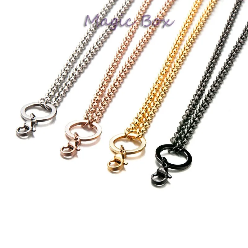 

6mm and 4mm 60cm 316L Stainless Steel Rolo Chain Floating Locket Chain Necklace Chain, Color women long chain necklace