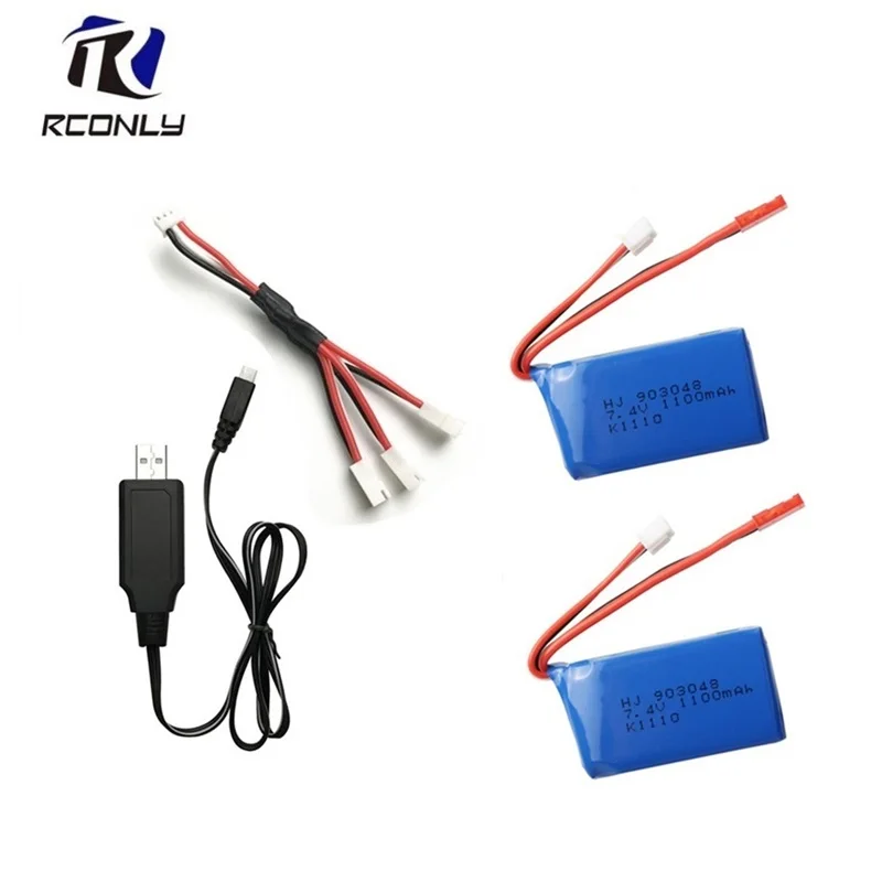 7,4 V 1100mAh 903048 Li-Po Батарея вертолет для WLtoys A949 A959 A969 A979 V912 V913 V353 k929 V262 L959 T23 T55 F45 4 шт./лот - Цвет: Красный