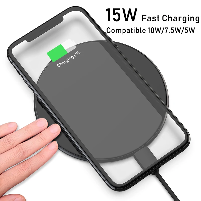 

15w qi fast wireless charger For samsung S10 USB C SIKAI Moblie phone Station