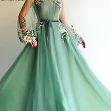 Горячая жадность Новое поступление длинный рукав супер фея вечернее платье-Кафтан кружева выпускного вечера платья Элегантное женское вечернее платье длинное вечернее платье