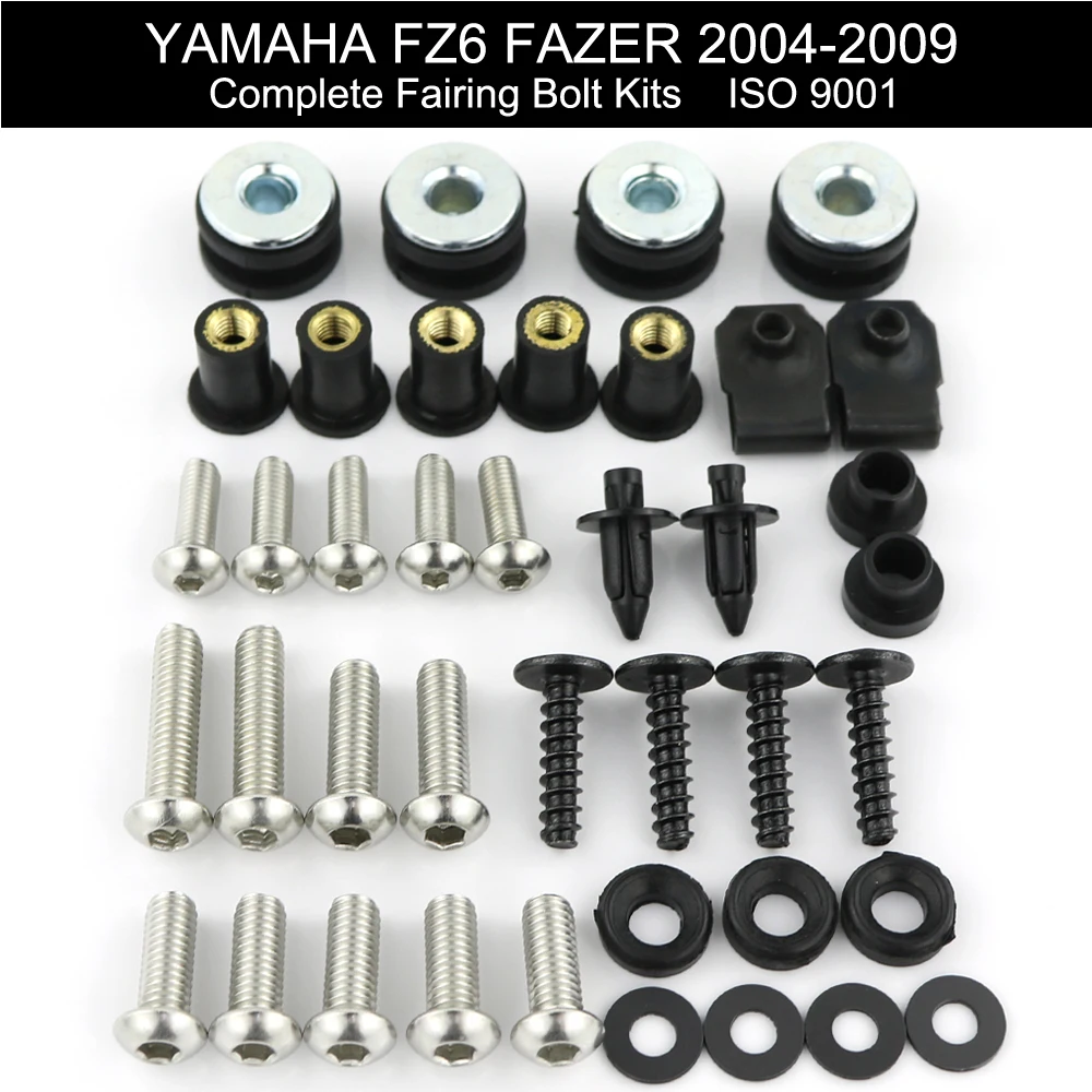 

For Yamaha FZ6 Fazer 2004-2009 Motorcycle Full Fairing Bolts kit Bodywork Screws Speed Nut Clips Stainless Steel