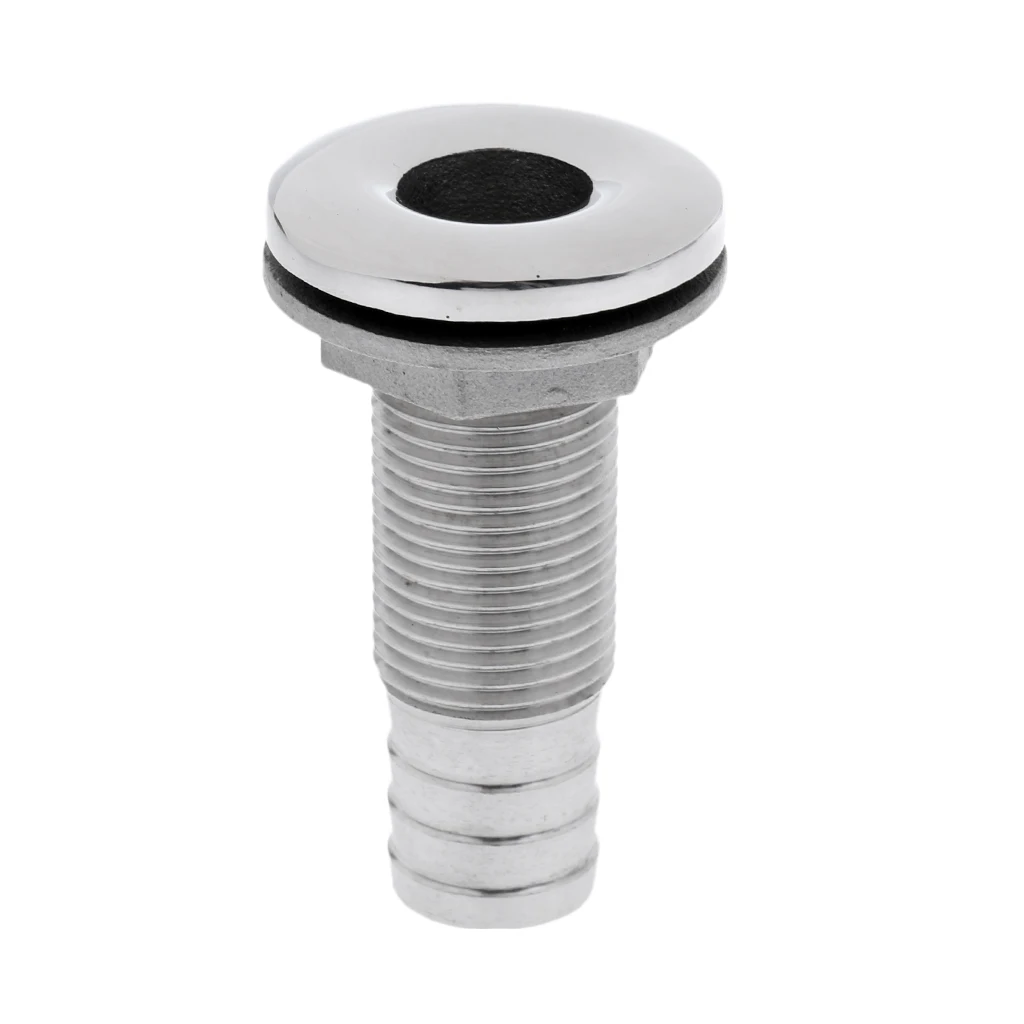 Premium 316 Stainless Steel Boat Thru Hull Fitting Drain Scupper Plumbing Hose Barb for Marine Boat Yacht