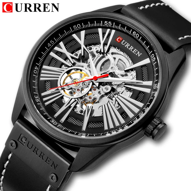 CURREN Luxury Brand Automatic Machinery Watches Men Leather Waterproof Business Watch Men Quartz Clock Man Relogio Masculino 1