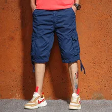 Мужские летние повседневные шорты дропшиппинг с несколькими карманами, однотонные модные мужские шорты, Брендовые мужские шорты Карго, удобные