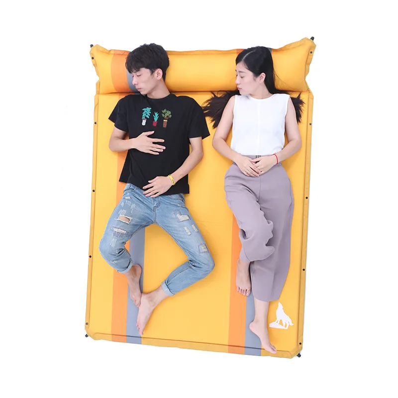 Double camping automatic inflatable sleeping pad Thickening and widening Easy to carry natural hiking double outdoor air bed Double camping automatic inflatable sleeping pad Thickening and widening Easy to carry natural hiking double outdoor air bed