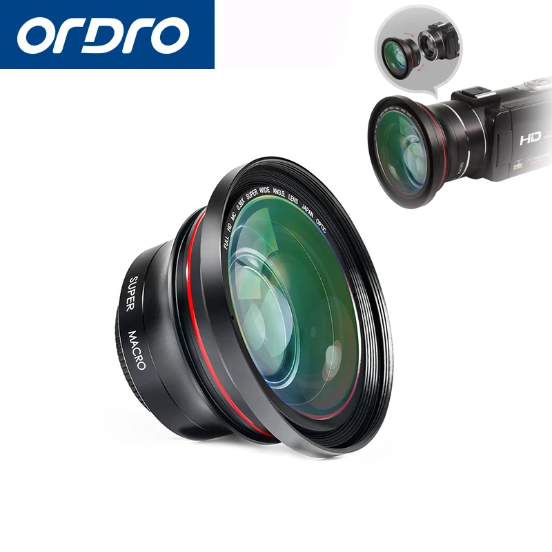

ORDRO FS-1 0.39X Dual-Use Super Wide Angle Lens Macro Lens for Camcorder Video Recording For AC3 AC5 Z82 Z20 Wedding Recording