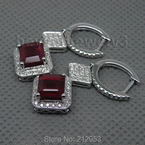 Женские серьги из белого золота с красным Рубином|jewelry diamond earrings|jewelry ruby earringsjewelry