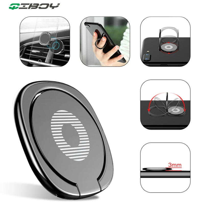 

360 Degree Finger Ring Phone Holder Car Mount Metal Socket Stand For iPhone 8 iPad Xiaomi Huawei P30 Smartphone Grip Ring Holder