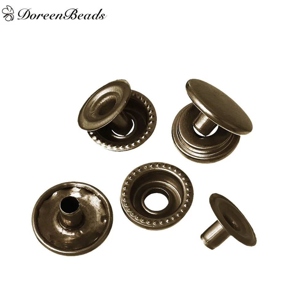 

DoreenBeads Iron Based Alloy Metal Snap Fastener Buttons Round Antique Bronze 15mm 13mm 13mm 12mm Dia., 5 Sets(4 PCs/Set)