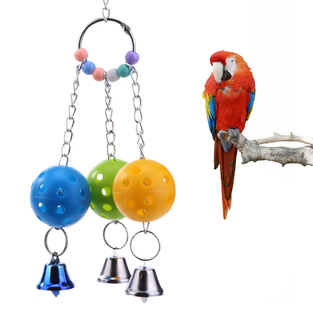 Pet Bird Bells Bunch Parrots Hand Claws Feet Catch Cage Hanging Toy