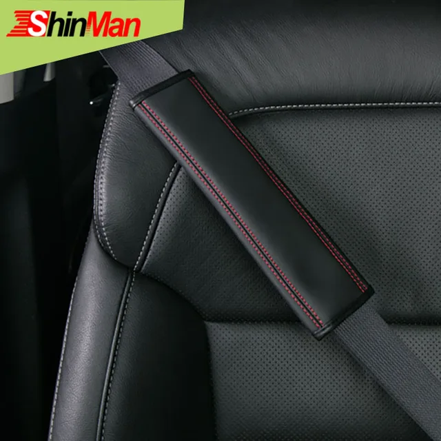 ShinMan 2x Leather CAR Seat Belts Pad Safety belt pad Cover For Land