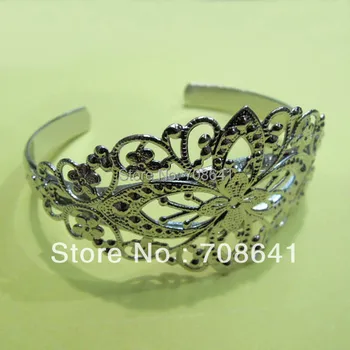

New Silver Plated Filigree Flower Blank Bangle Bases Bracelet cuff Bangle Settings Crafts Jewelry Making Findigns Wholesale