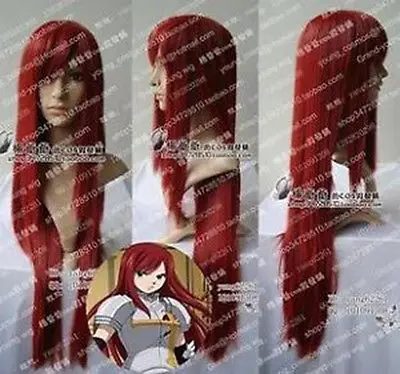 free shipping~~~FAIRY TAIL ERZA Dark Red cosplay wig long 100CM |