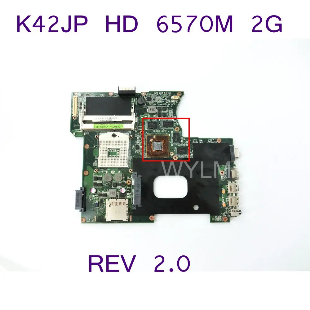 

K42JP Mainboard HD 6570M 2GB For ASUS K42JP K42JA Laptop Motherboard REV 2.0 PGA 989 60-N4AMB3000-A04 100% Test Free Shipping