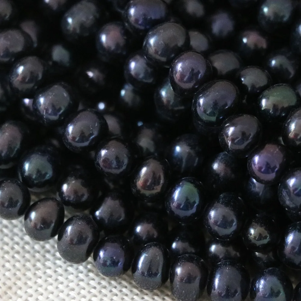 

Nwely black round natural freshwater cultured loose beads diy party weddings women fine jewelry making 15inch B1334