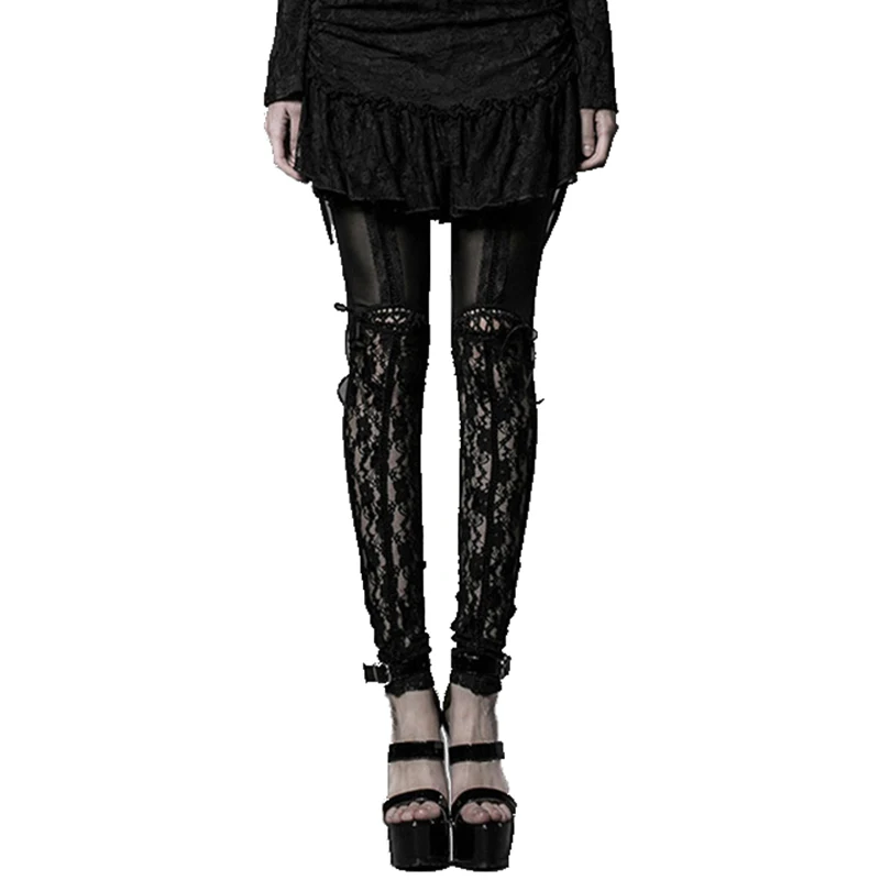 Женские черные леггинсы в стиле панк, сексуальные кружевные штаны Vestidos, эластичные леггинсы с дырочками