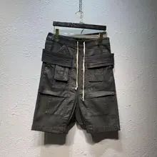 Owen Seak, мужские повседневные шорты-шаровары, джинсы из хлопкового денима, Готическая Мужская одежда, спортивные штаны, летние женские свободные черные шорты до колена