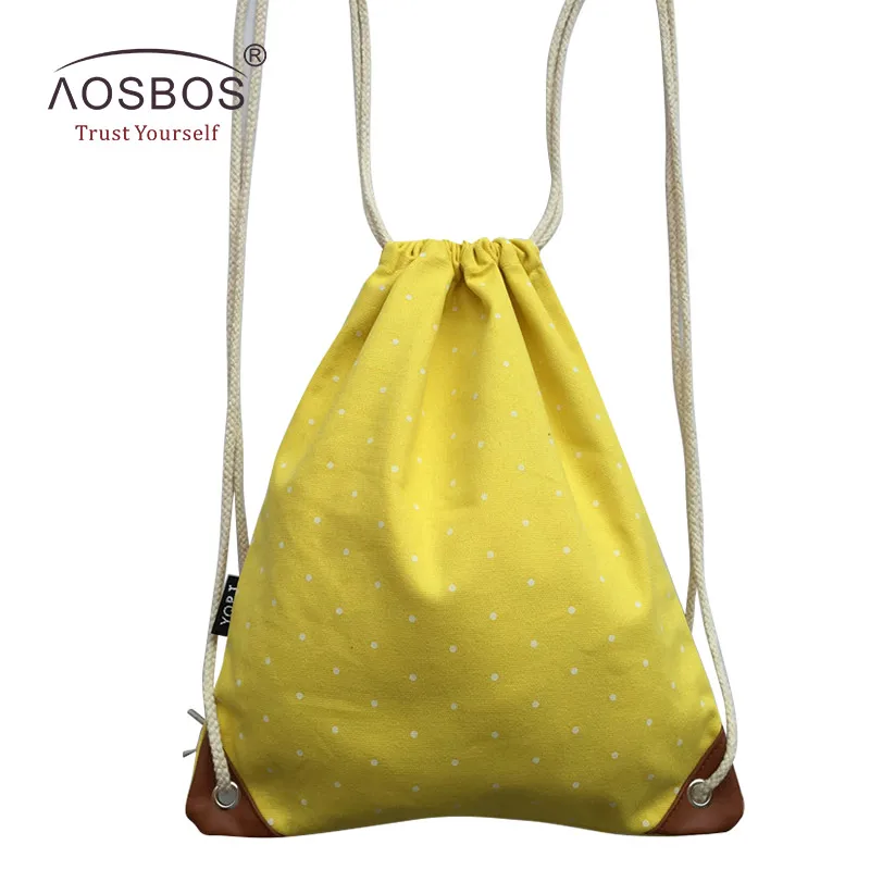 Aosbos брезентовый Рюкзак на шнурке, прочные спортивные сумки для женщин и мужчин, сумка для фитнеса и спортзала для обуви, сумка для хранения на шнурке - Цвет: Yellow
