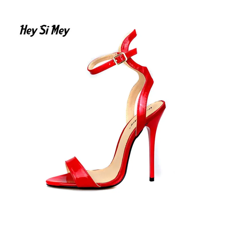 

HSM Sandals women pumps 13cm thin high heels Sandals sexy Ankle strap shoes women Ladies Party Wedding Sandales Plus:40-48 49 50