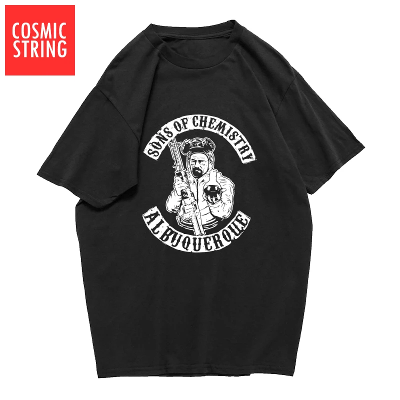 COSMIC STRING top quality 100% cotton summer heisenberg men T shirt casual short sleeve tshirt o-neck t-shirt male tee shirts