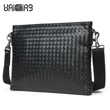 Модная мужская деловая сумка-мессенджер из натуральной кожи с натуральным лицевым покрытием, ручная вязка, модная горизонтальная мужская сумка на плечо