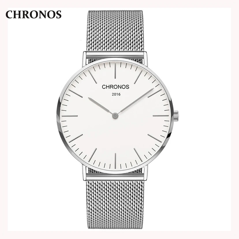 Часы Chronos мужские простые кварцевые с кожаным ремешком|watch stick|watch trackerwatch logo |