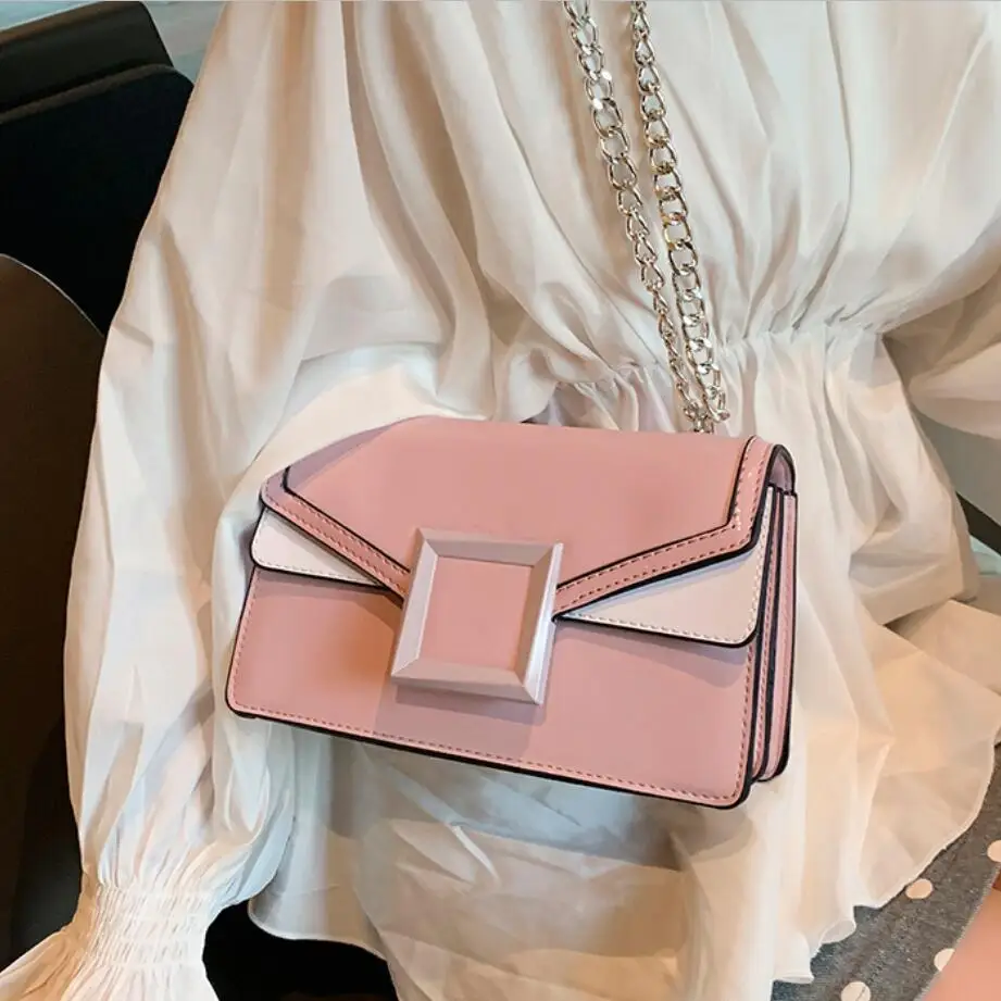 

Luxury Brand Square bag 2019 Summer Fashion New Quality PU Leather Women's Designer Handbag Lock Chain Shoulder Messenger bags