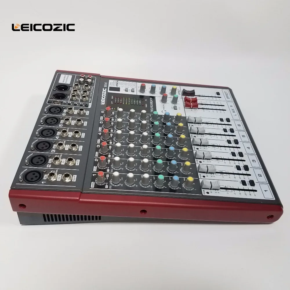 Leicozic 6-канальный профессиональная микшерная консоль BX-6 стойку звука консольный микшер цифровой мини-Консоль mixeur консоли