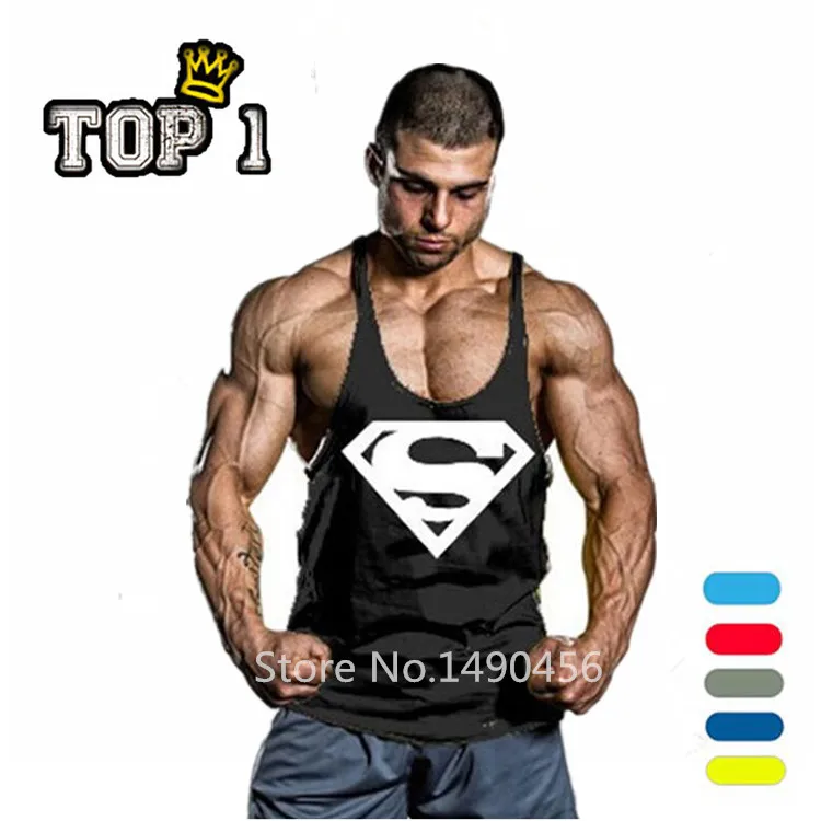 Superman Gym Singlets Mens Tank Tops Shirt Bodybuilding Equipment Fitness Men s Golds Gym Stringer Tank