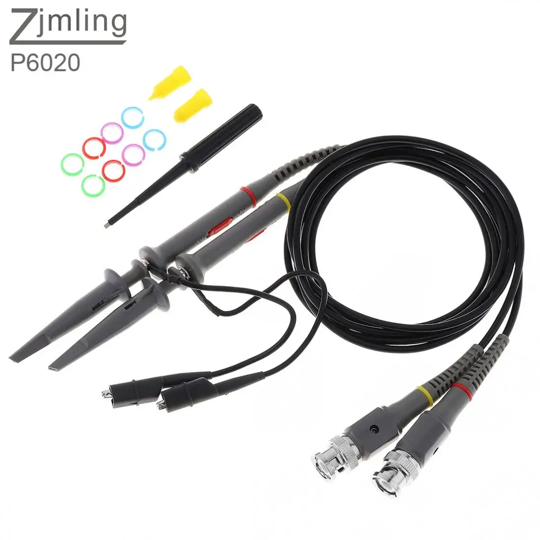 ZJMLING 2pcs P6020 Oscilloscope Probe Kit 20MHz / 200 600V Scope Clip