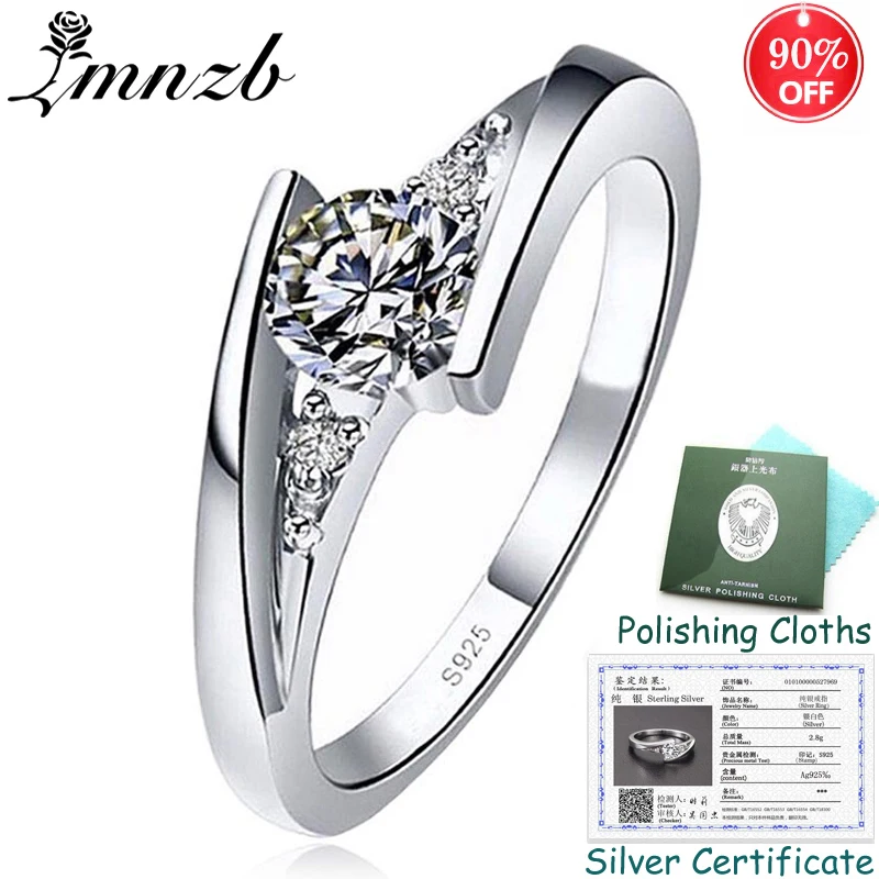 

Sent Silver Certificate! Solid 925 Silver Wedding Rings For Women Engagement Ring 0.75Ct Cubic Zircon Anniversary Rings ZSR50036