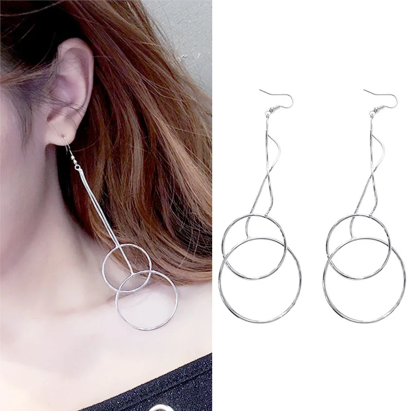 

Sale 1Pair 2018 multiple styles New Big Circle Drop Earrings For Women Unique Crystal Gold color Girls Earings
