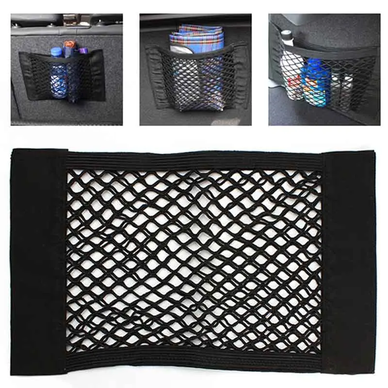 

Paste Car Back Rear Trunk Seat High Elastic Double-layer Mesh Storage Bag Black String Net Mesh Storage Bag Pocket Cage