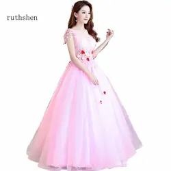 Ruthshen Vestidos Elegantes Cortos De Fiesta Выпускные платья розовый с цветочным узором бальное платье длиной до пола вечерние