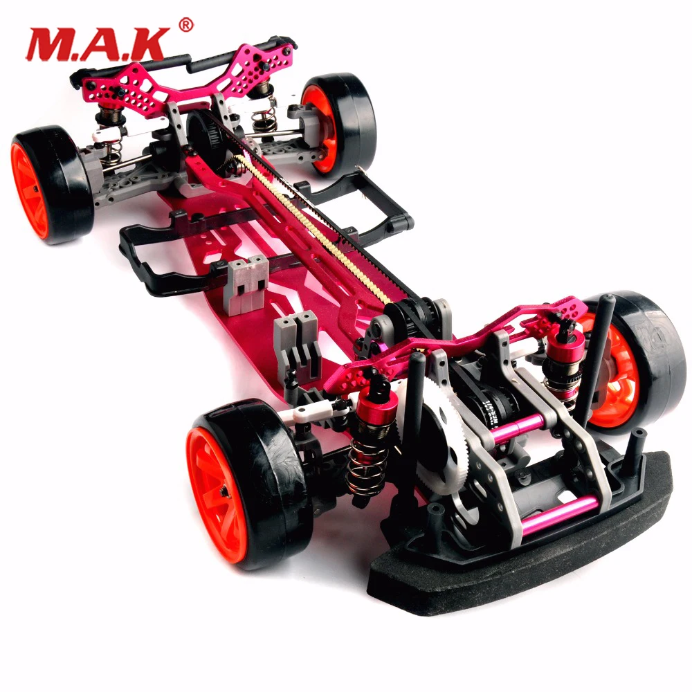 1/10 Scale Assembly Red Car Frame Kit aluminum Alloy & Carbon Fiber Drift Frame kit RC 4WD Rc