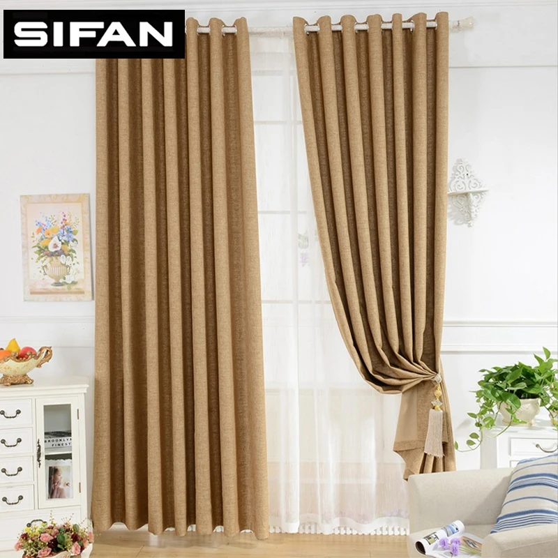

Modern Style Plain Solid Color Faux Linen Minimalist Blackout Curtains for Bedroom Living Room Window Curtains Custom Made