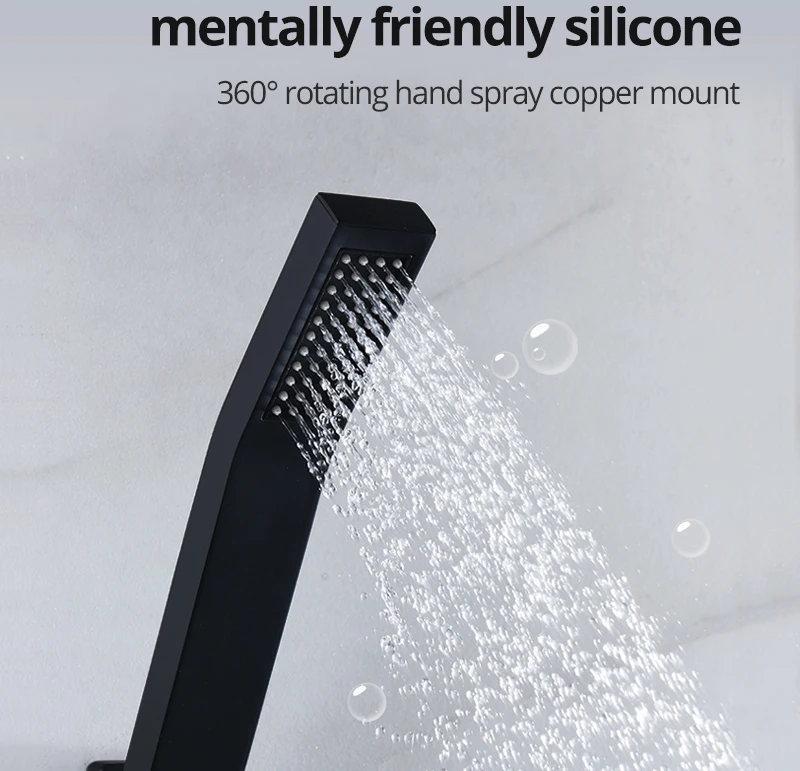 8 Matte Black Shower System Contain Shower Faucet Rough-in Valve Body and Shower Set (13)