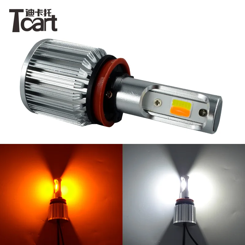 

Tcart high power cob chip 2Pcs 30W Led H10 6000K fog lights for car White and yellow color Turn Signals Car Auto Leds Light