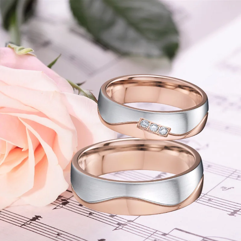 Classic Couple Rings Titanium Stainless Steel Jewelry Lovers Mens Wedding Band Anniversary Promise Womens Ring (6)