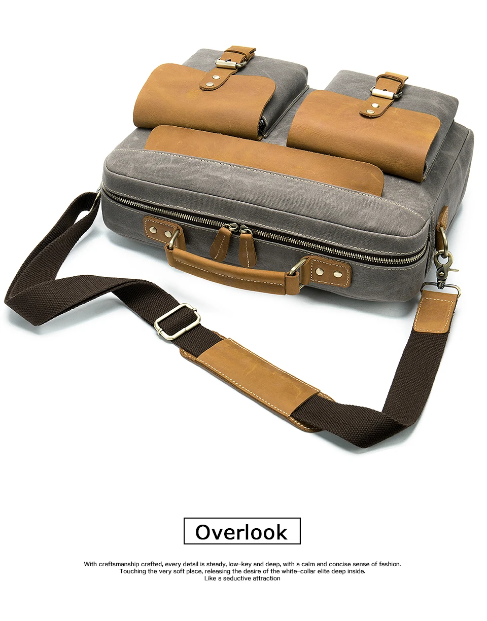 13 canvas men's briefcase bag office laptop bag mens briefcase messenger bags for men business men's 13.3' computer bags