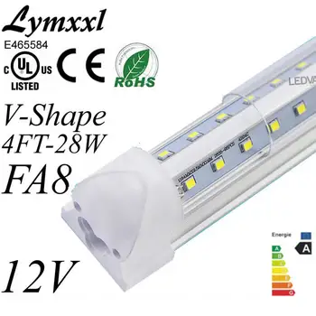 

Led Tube Lights 4FT 28W AC/DC12V V-Shaped T8 Led Integrated Tube Lights 192pcs SMD2835 Epistar Chip Warm Cold White UL cUL CE