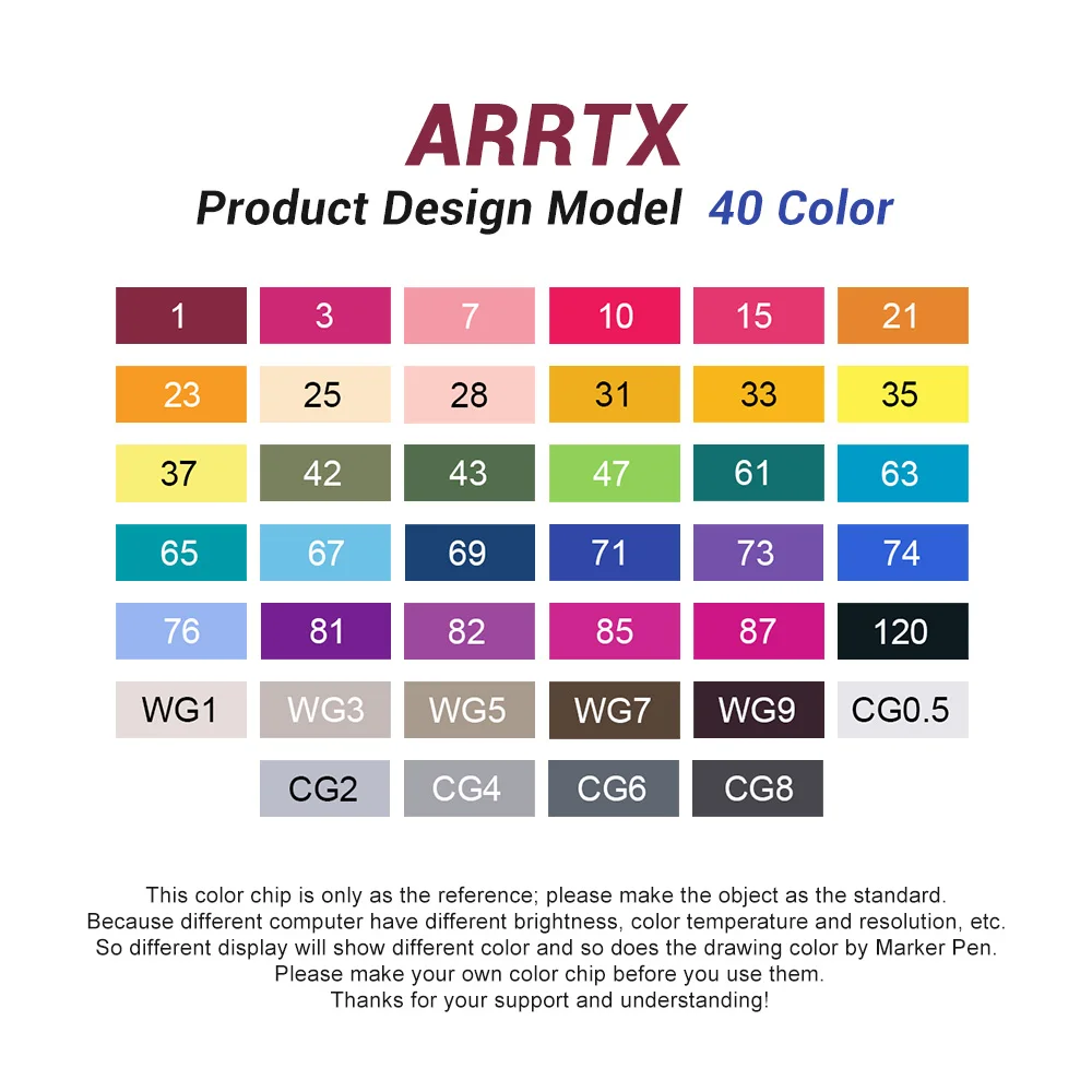 Arrtx спиртовые маркеры 40 цветов двойной наконечник эскизная ручка, художественный эскиз двойной наконечник маркерная ручка набор+ Карандаш сумка дизайн продукта Модель