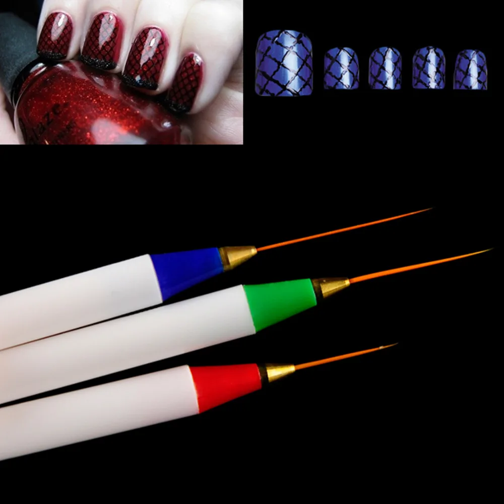 Super Fine DIY Nail Art Brush Flat Striping Drawing Pen UV Gel Nail