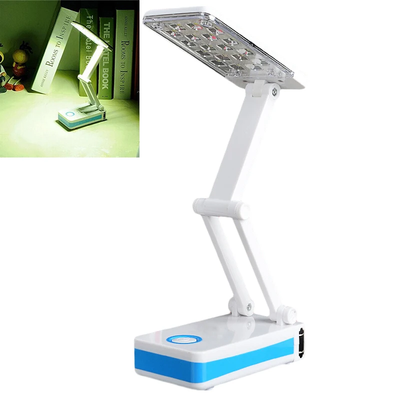 18 LEDs Folding Rechargable Reading Desk Table Bedside Lamp Light in White and Blue ALI88