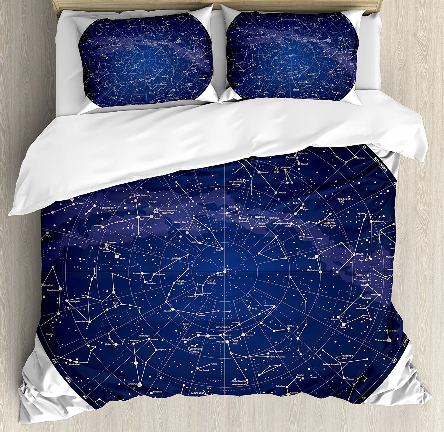 Созвездие набор пододеяльников с высокой детальной картой неба северного полушария с именами звезд 4 комплект постельного белья