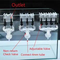 1 шт. 2/3/4way аквариум воздушный поток Разделение Клапан переключателем Разделение Тер-обратный Клапан для аквариума воздушный насос