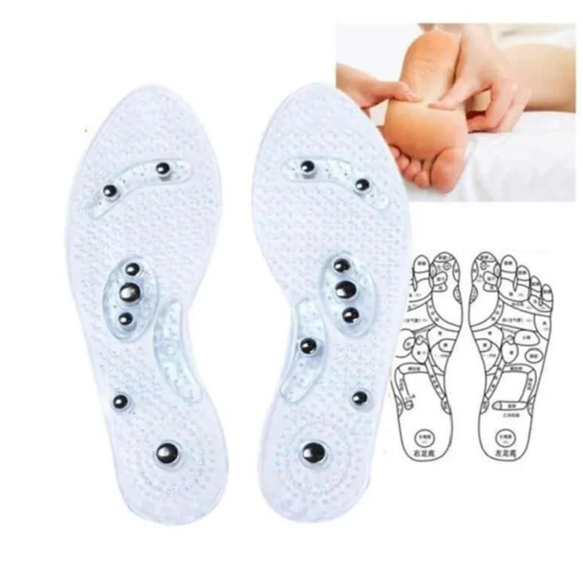 

1 Pair Unsex Fashion Magnetic Size Cuttable Therapy Insole Transparent Silicone Anti-fatigue Health Care Insole Gfits for Mom