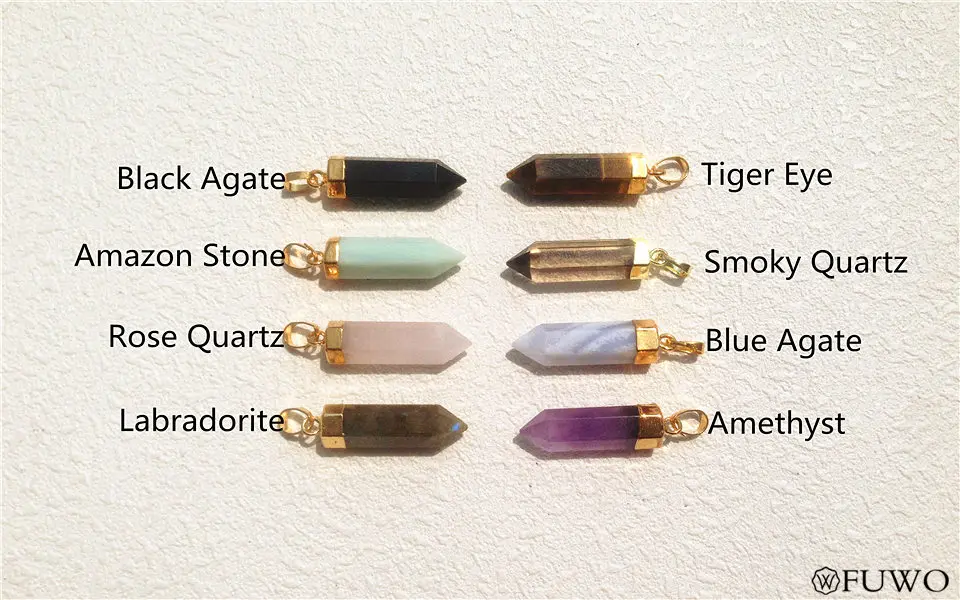Natural Semi-precious Stones Long Point Pendant 8